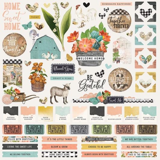 Simple Vintage Farmhouse Garden - 12 x 12  Stickers