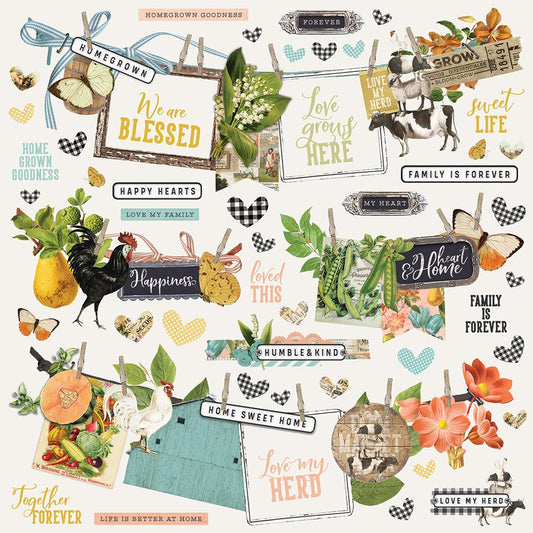 Simple Vintage Farmhouse Garden - 12 x 12 Banner Stickers