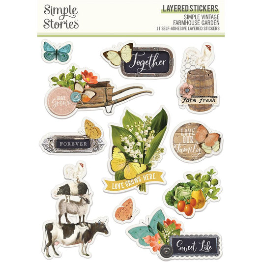 Simple Vintage Farmhouse Garden - Layered Stickers