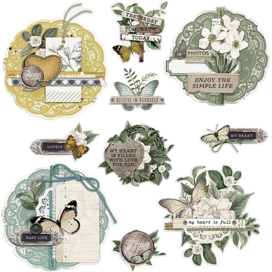 Simple Vintage Weathered Garden Chipboard Clusters